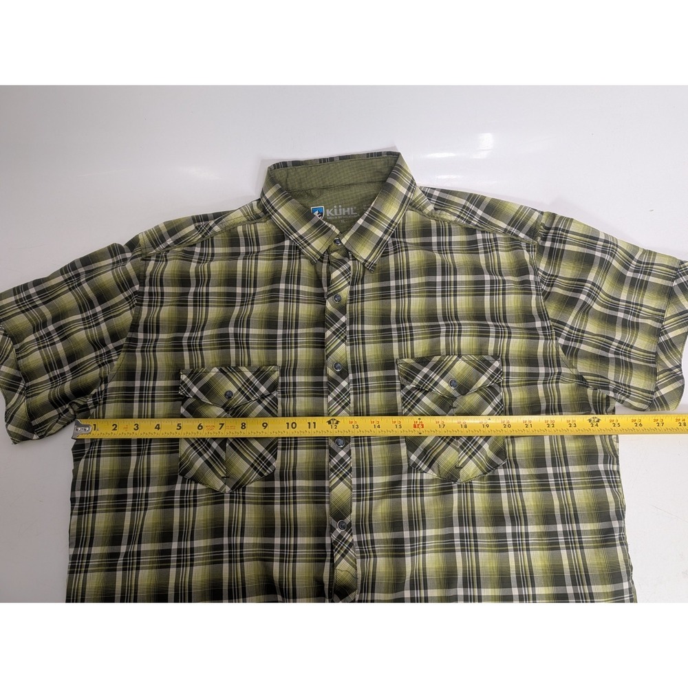 Kuhl Eluxur Men's Pearl Snap Short Sleeve Shirt - size XL - Green Plaid - Picture 15 of 16